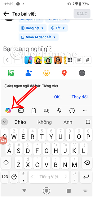 Biểu tượng Copilot trong Microsoft SwiftKey
