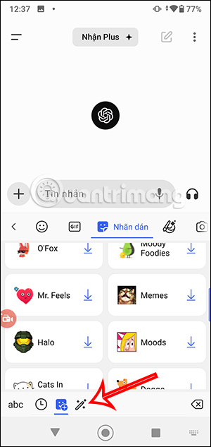 Chọn chế độ tạo sticker AI