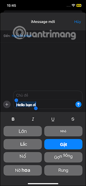 Hiệu ứng gật iMessage