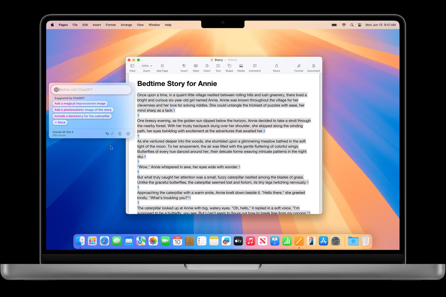 MacBook chạy Pages với Apple Intelligence