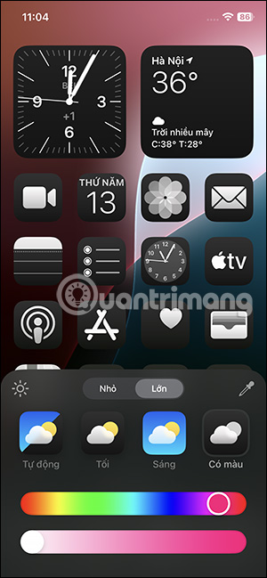 Thanh màu ứng dụng iPhone