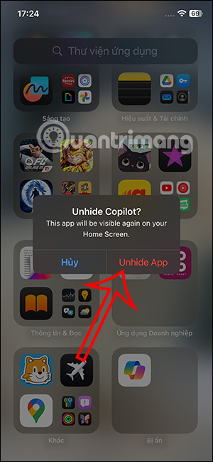 Hiển thị lại ứng dụng trên iPhone