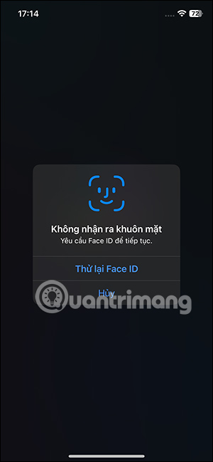 Xác thực Face ID khóa ứng dụng
