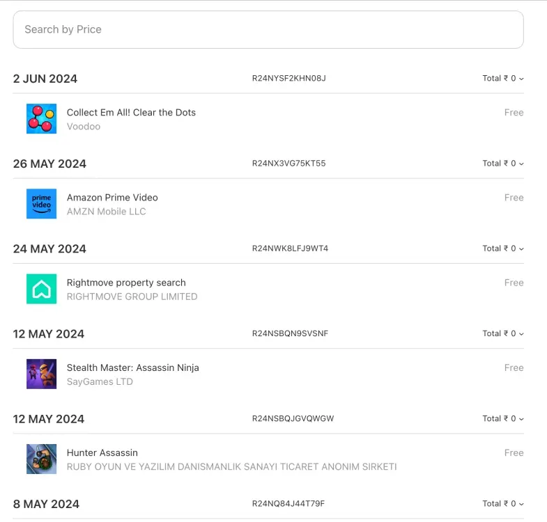 Xem lịch sử mua hàng App Store trên trình duyệt
