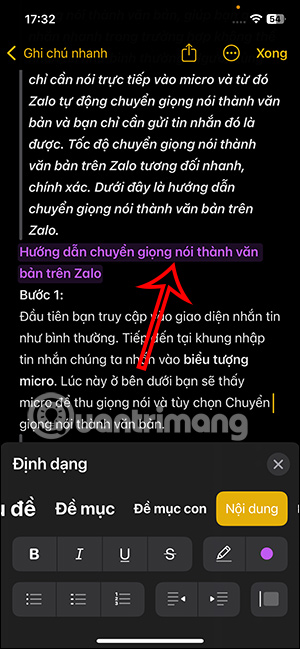Tô màu ghi chú trong iPhone