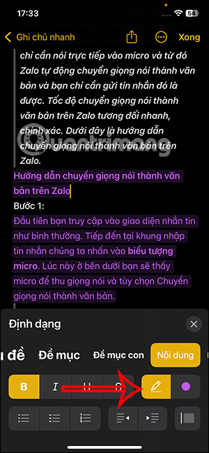 Chọn màu đã dùng