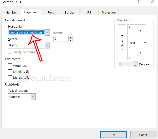 Căn giữa nội dung trong ô Excel