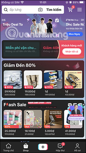 Giao diện TikTok Shop