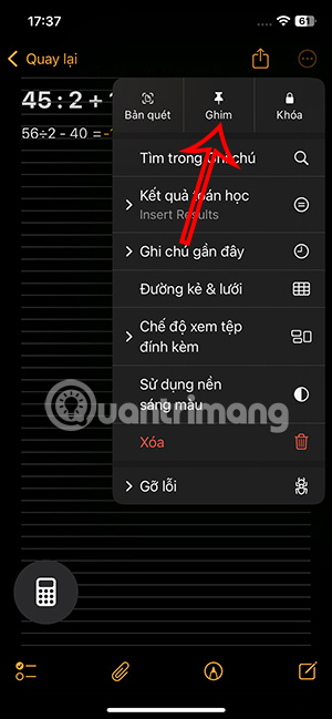 Tùy chọn nội dung ghi chú toán học