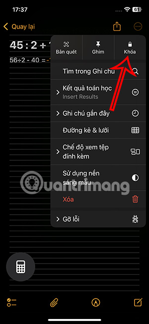 Tùy chọn khóa ghi chú toán học 