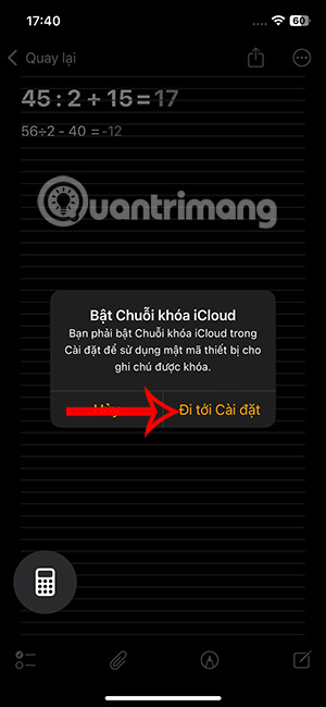 Bật chuỗi iCloud