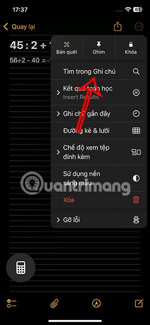 Tìm kiếm trong ghi chú