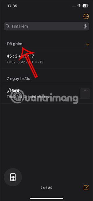 Mục đã ghim ghi chú iOS 18