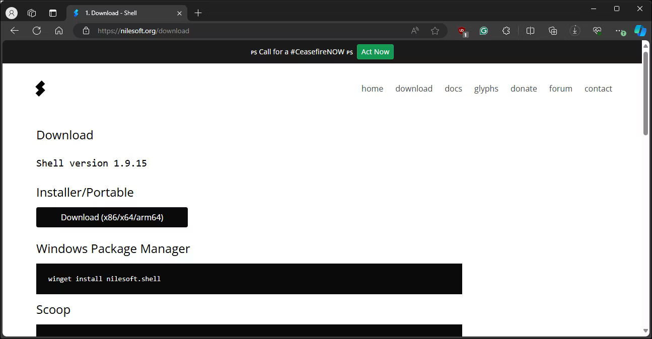 Hộp thoại pop-up GUI của Nilesoft Shell chạy trên Windows 11