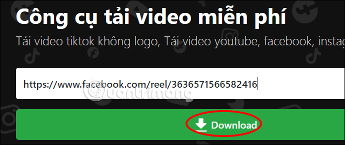 Paste URL video vào Snap Video