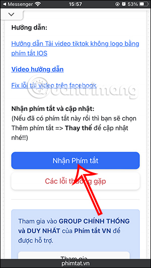 Phím tắt Snap Video