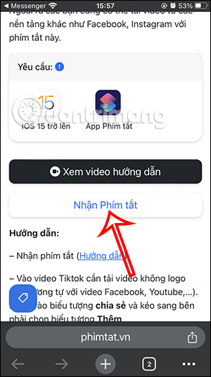 Cài phím tắt Snap Video