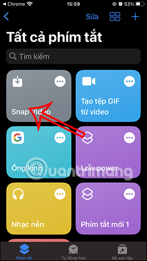 Phím tắt Snap Video