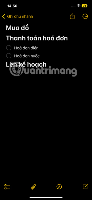 Nội dung ghi chú iOS 18