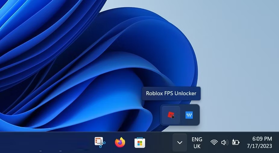 Xác định vị trí Roblox FPS Unlocker trong khay hệ thống Windows