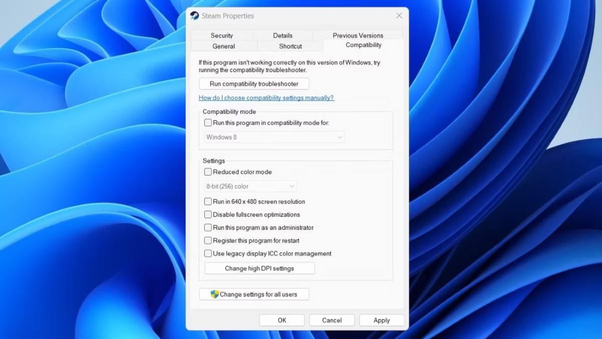 Vô hiệu hóa chế độ Compatibility cho Steam trên Windows
