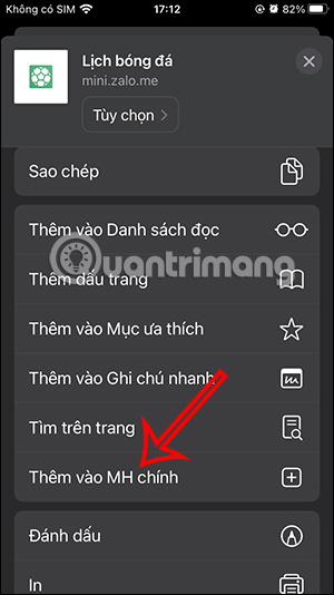 Thêm phím tắt vào màn hình chính