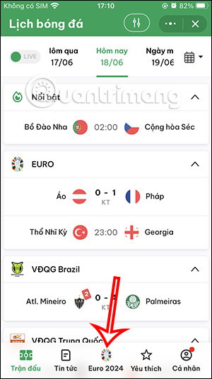Euro 2024 trên Zalo
