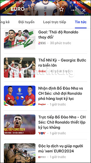 Tin tức Euro 2024 trên Zalo