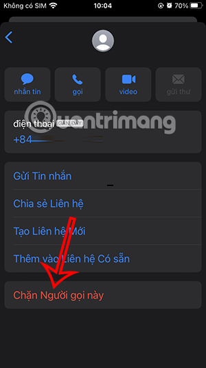 Chặn số điện thoại iPhone này