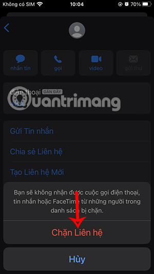 Chặn liên hệ trên iPhone