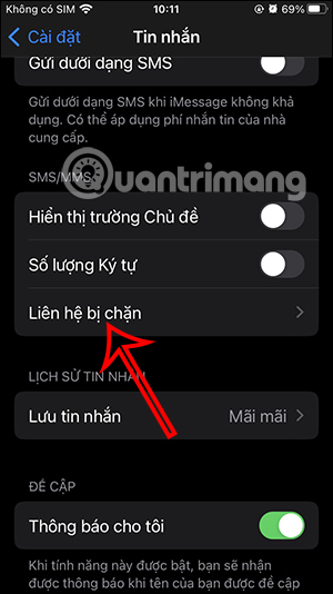 Liên hệ bị chặn trên iPhone 