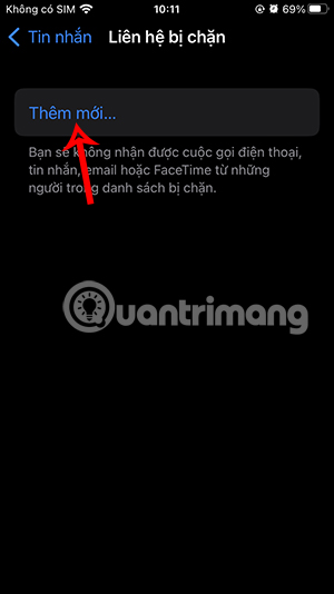 Thêm số điện thoại chặn trên iPhone