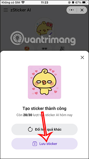 Lưu sticker AI trên Zalo 