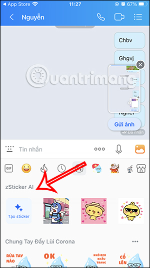 Sticker AI tạo trên Zalo 