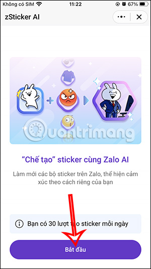 Tạo sticker AI trên Zalo