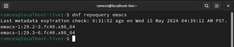 Gói Emacs có sẵn ở định dạng NEVRA.