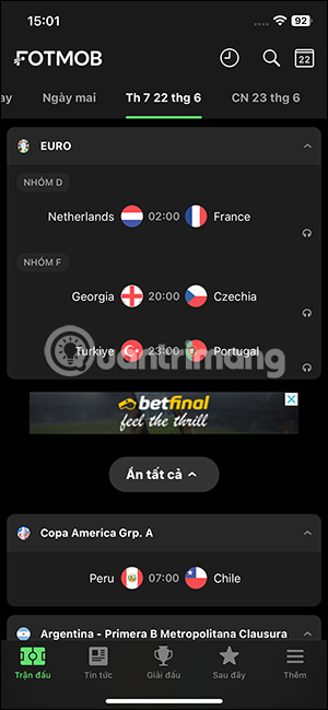 Danh sách thi đấu Euro 2024