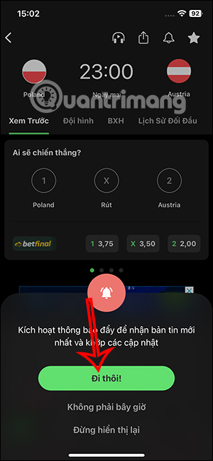 Bật thông báo