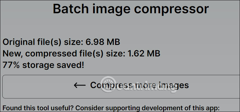 Kết quả nén ảnh trên Batch Image Compressor