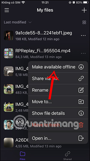Đưa tập tin vào album offline