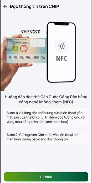 Scan the CCCD chip card with the chip attached