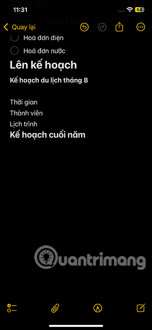 Ghi chú trong iPhone