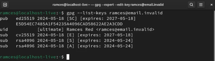 GPG key có nhiều subkey
