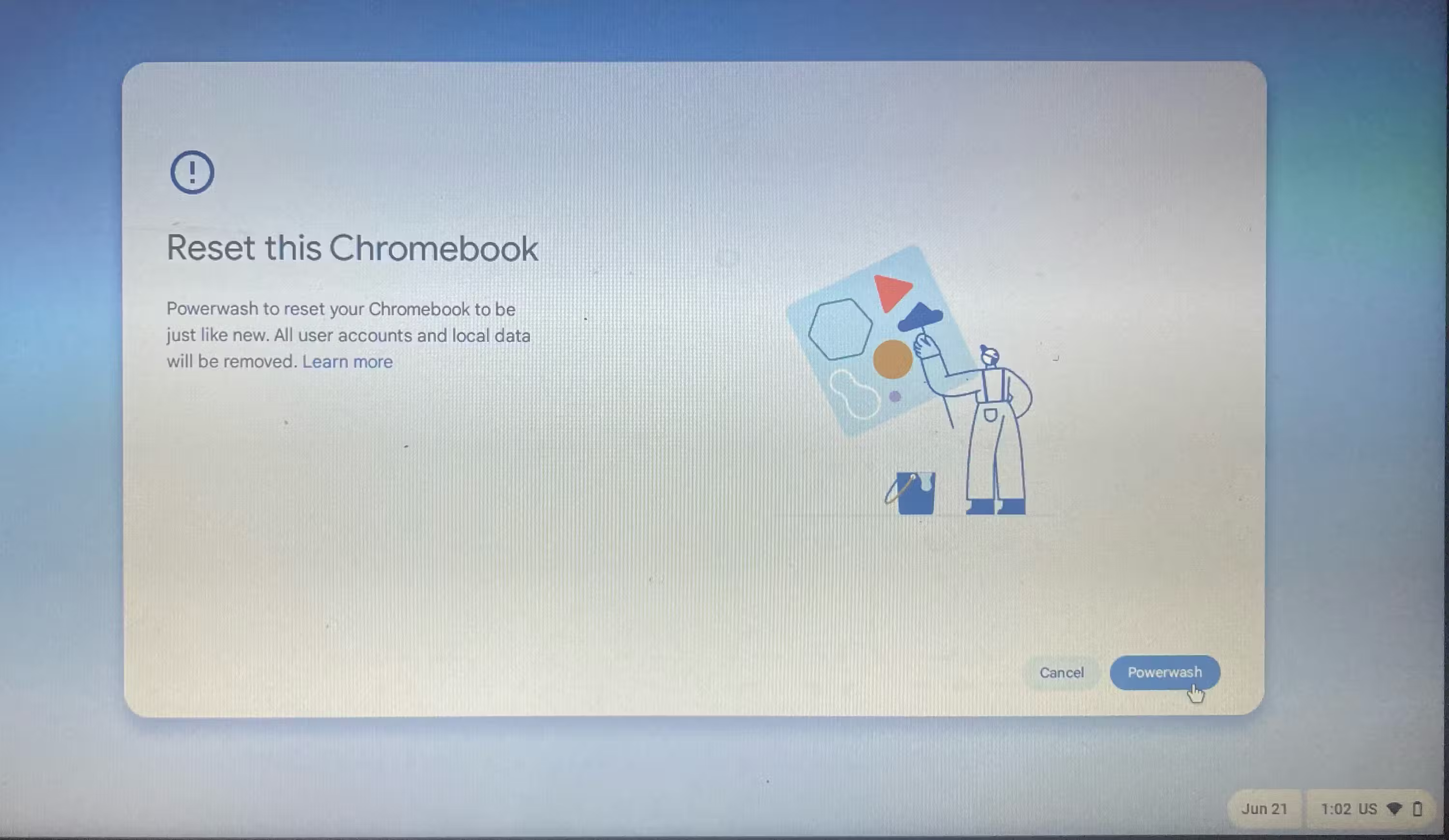 Khôi phục cài đặt gốc cho Chromebook mà không đăng nhập