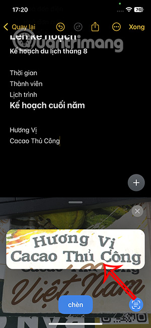 Vùng văn bản được chọn