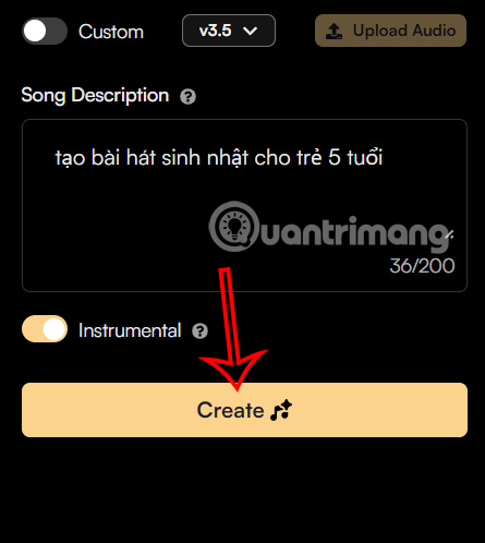 Nhập chủ đề bài hát tạo trên Suno AI