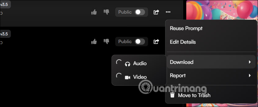 Tùy chọn bài hát tạo trên Suno AI