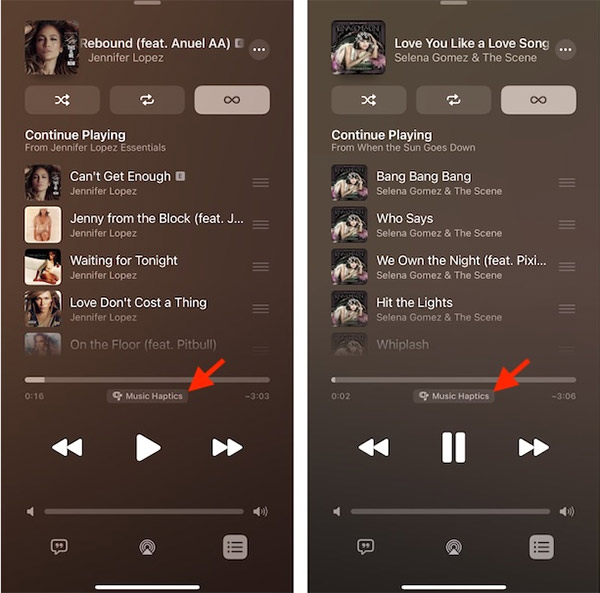Bật cảm ứng nhạc trong Apple Music