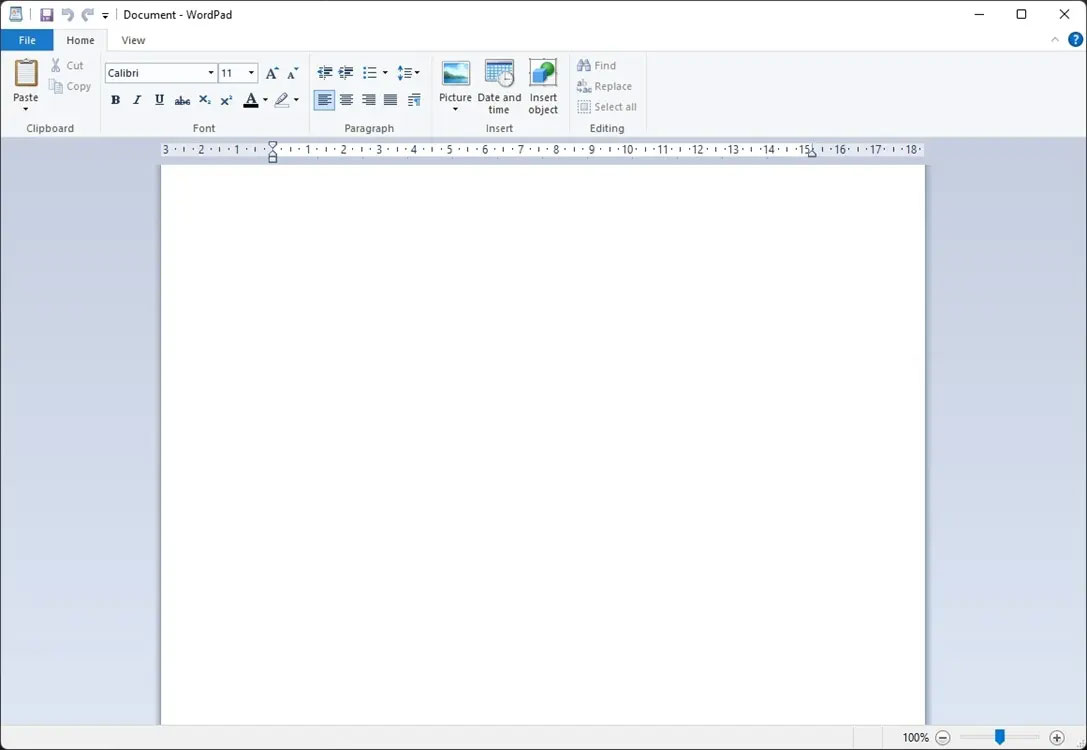 WordPad chạy trên Windows 11 mới nhất