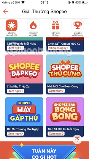 Dánh sách game Shopee Game